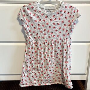 Old Navy Heather Gray Dress with Red Strawberry Pattern